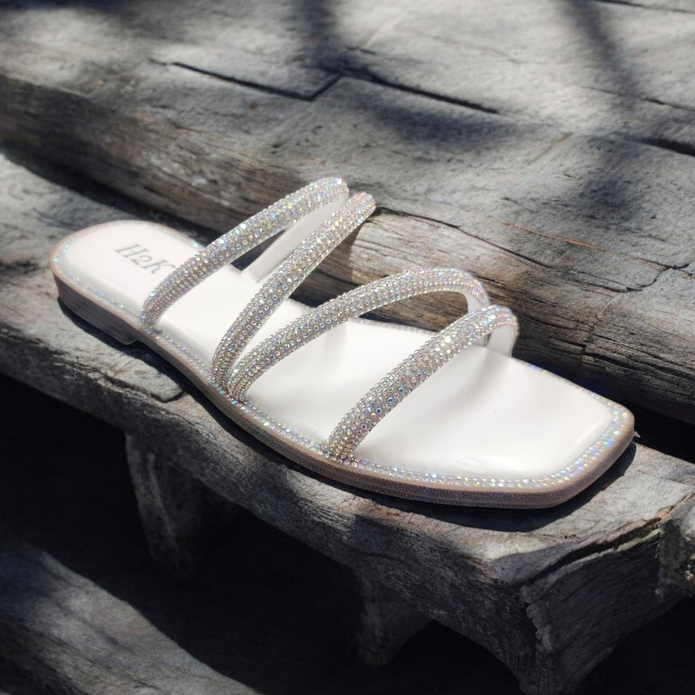 White Slip On Sandals